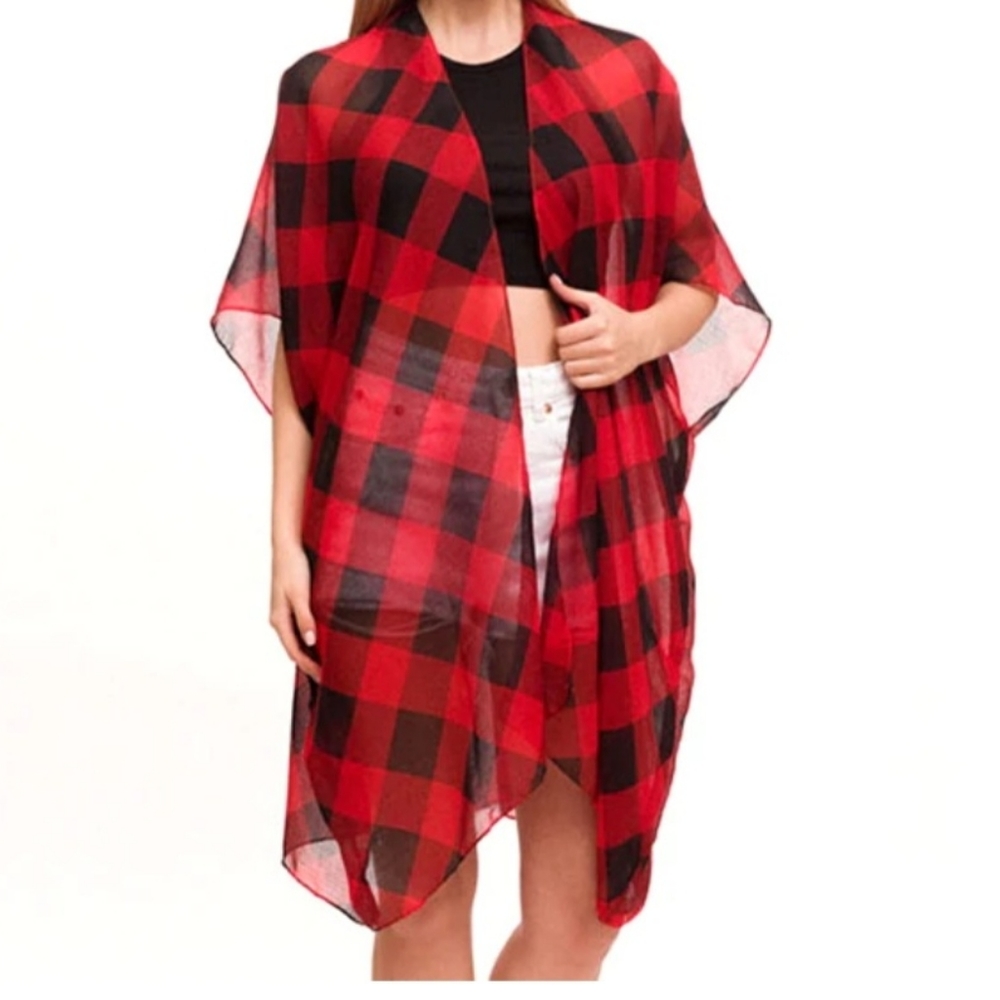 Gingham Plaid Print Kimono